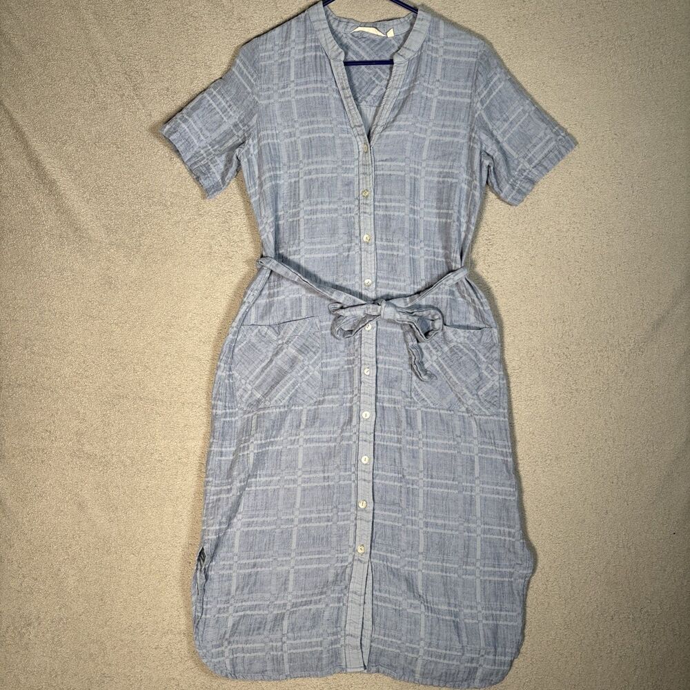 Soft Surroundings Block Party Midi Shirt Dress Women’s Size S Linen Cotton Blend